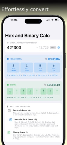 Hex and Binary Calc screenshot