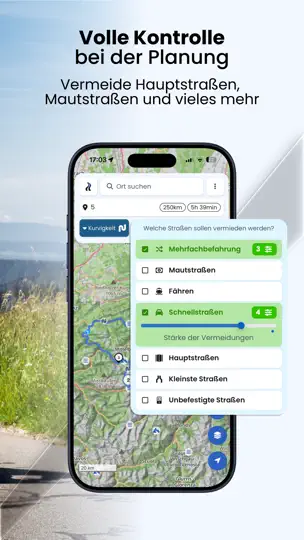 Screenshot von Kurviger - Motorrad Navigation auf dem iPhone 5