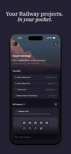 Captura de pantalla de Railway.com en iPhone 1