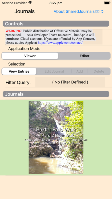 Screenshot 1 of Shared Journals App