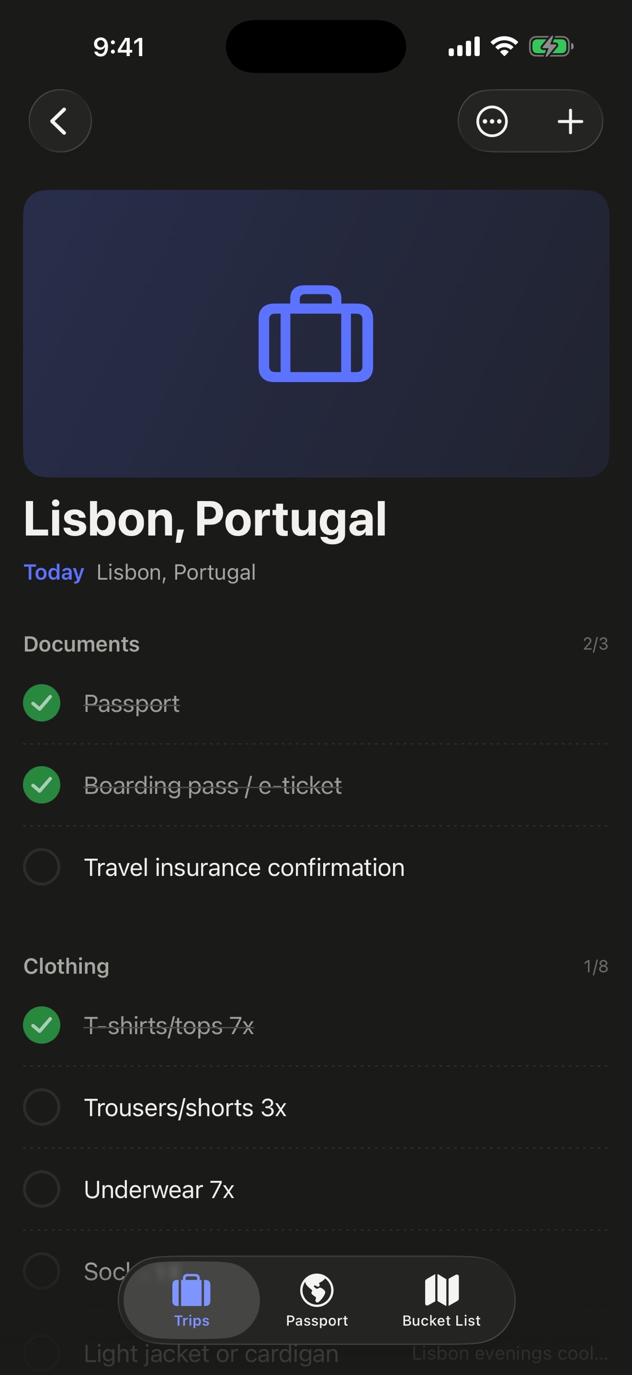 Screenshot 1 of Cairn: Travel Packing List