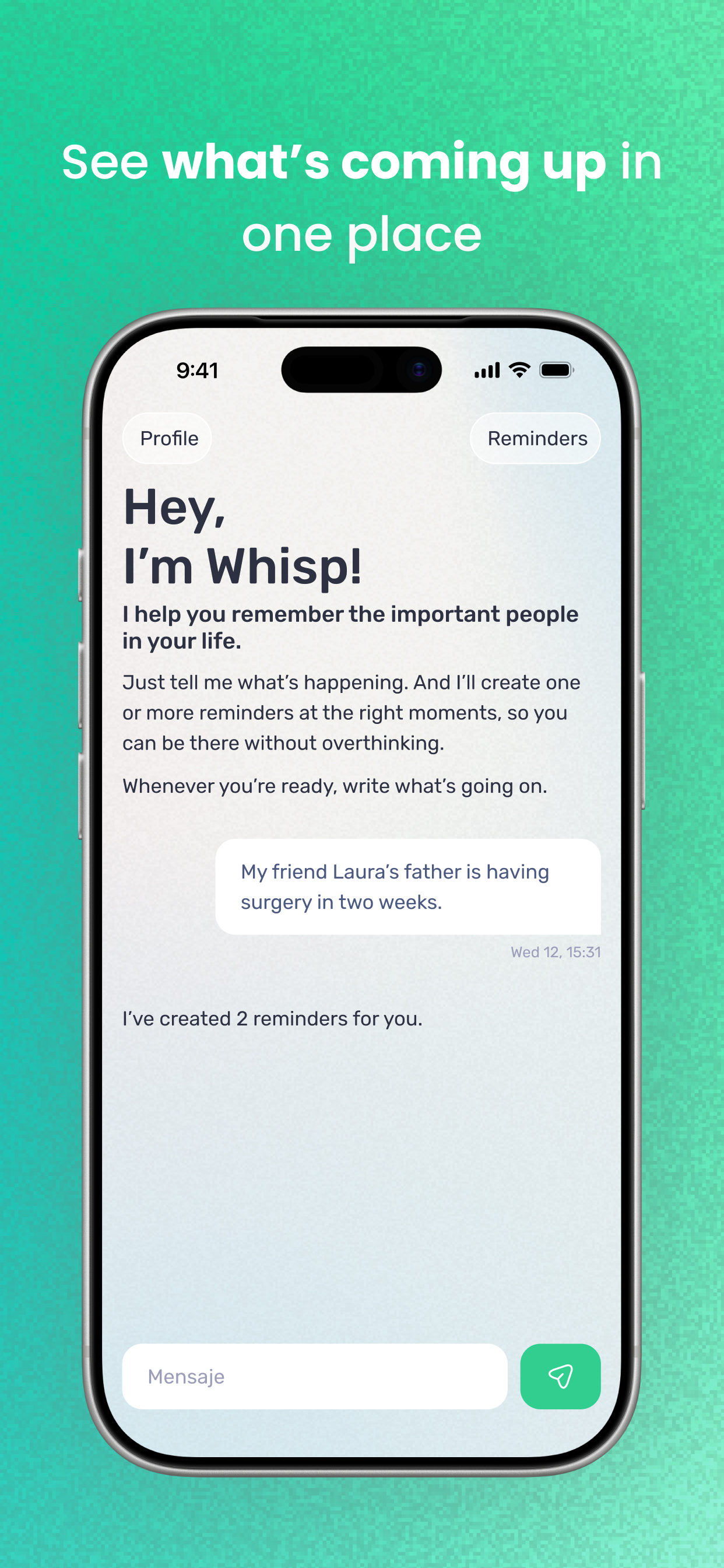 Whisp: Social Reminders