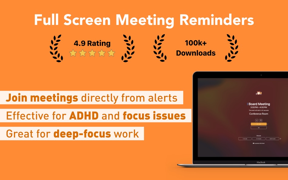 #1. Meeting Reminder In Your Face (macOS) 由: Martin Hoeller