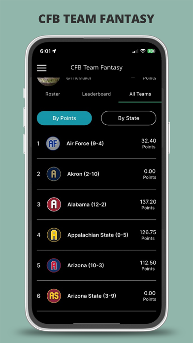 CFB Fantasy iPhone screenshot 5 - Sports app