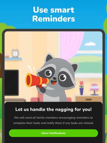 Raccoon Kids: Make Chores Fun iPad screenshot