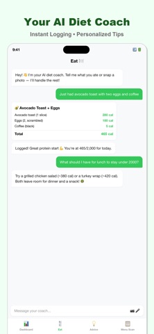 Lose Now Diet Chat Menu AI screenshot