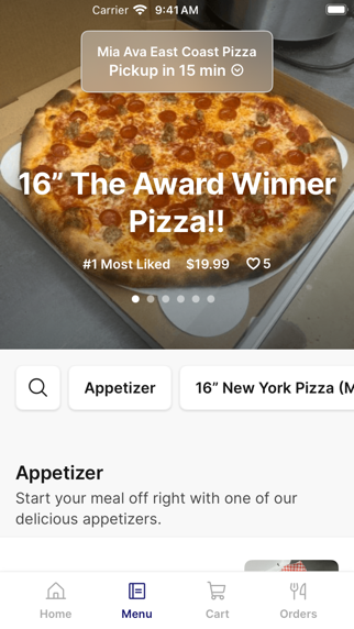 Mia Ava East Coast Pizza iPhone screenshot 2 - Food & Drink app