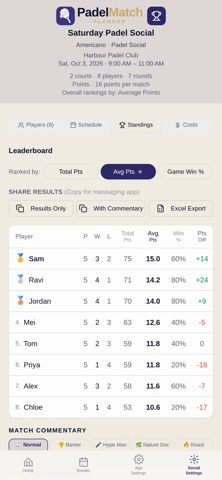 Padel Match Planner Screenshot 4 of 8