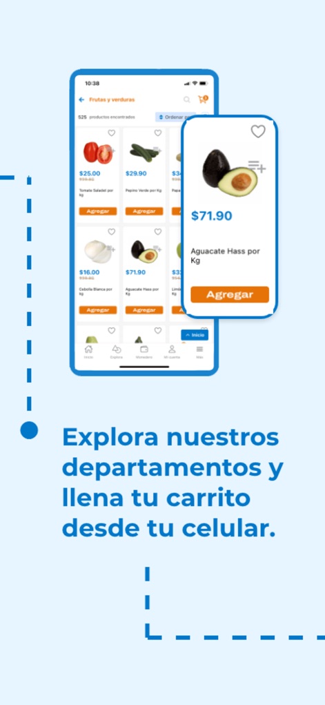 Chedraui - Tienda en línea - ユーザーは「Frutas y verduras」カテゴリで幅広い生鮮食品リストから商品を選べ、詳細な商品情報ポップアップで価格を確認し、スムーズにカートに追加できます。