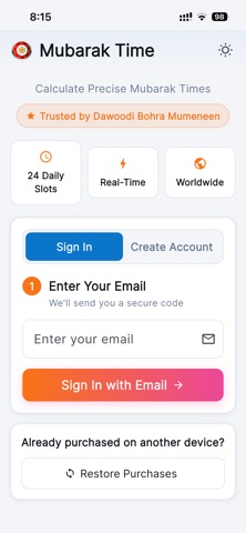 Mubarak Time Calculator iPhone screenshot