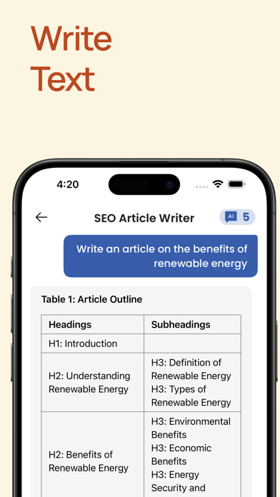 1AI: AI Chatbot & Writer iPhone screenshot 4 - Productivity app
