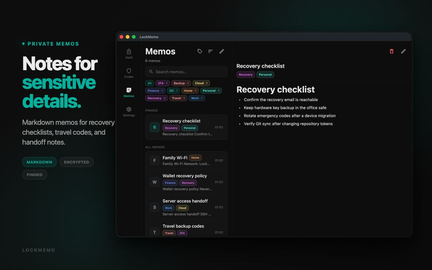 LockMemo: Password & 2FA
