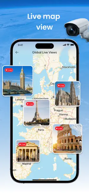 GlobeScope - Live Photo Map iPhone screenshot 1