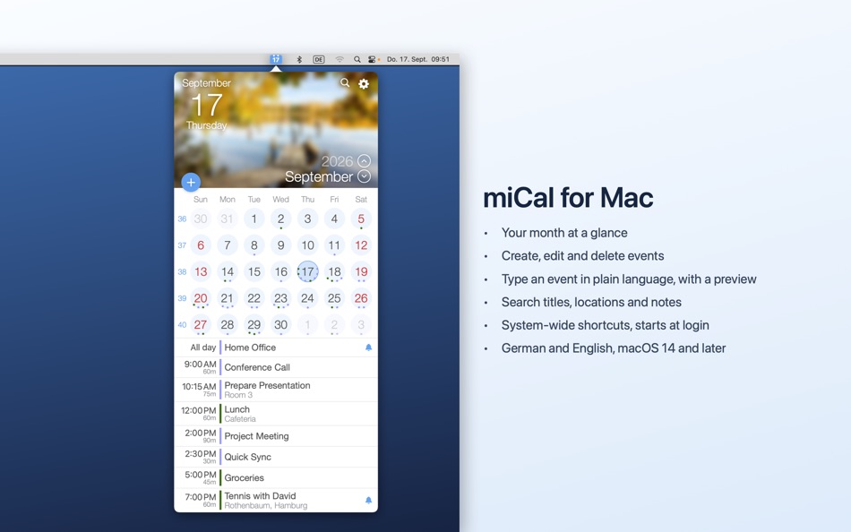 #1. miCal - the missing calendar (macOS) โดย: entwicklungsschmiede UG & Co KG