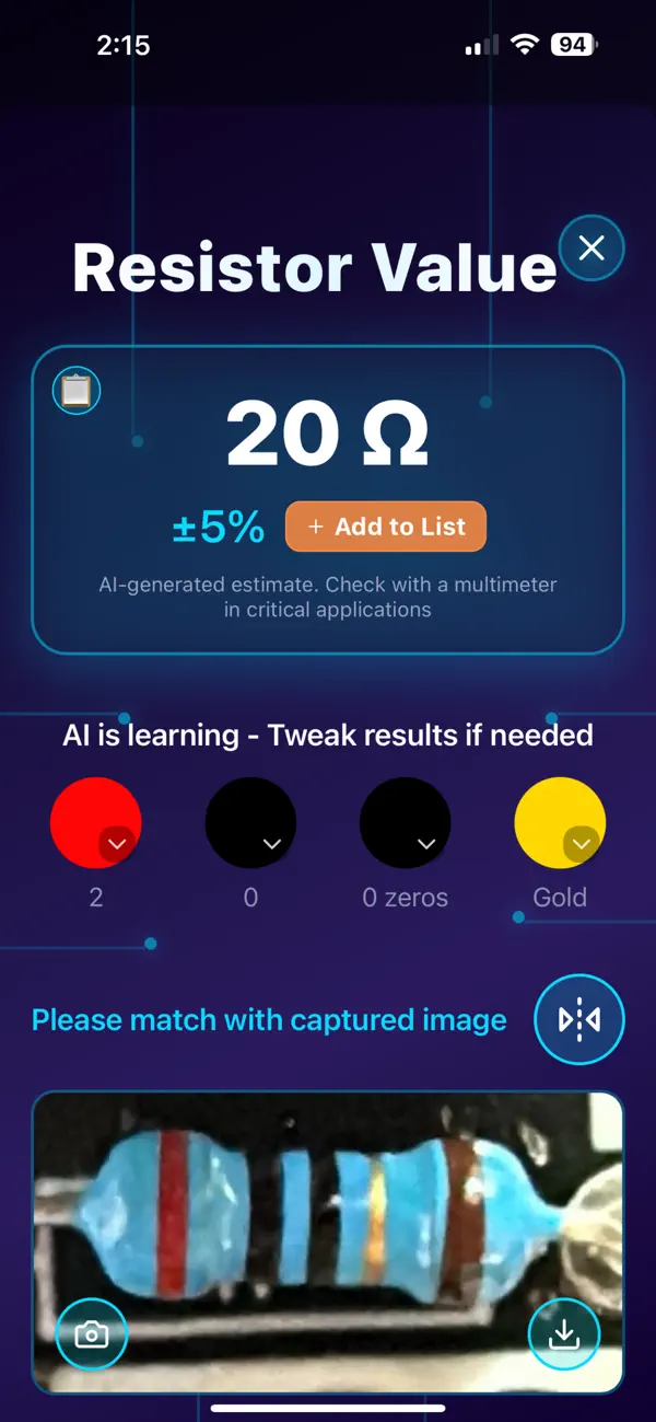 Screenshot #2 pour ResiScan: AI Resistor Scanner