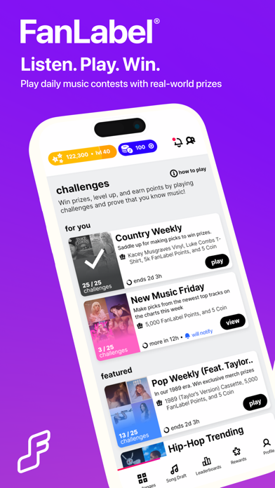 FanLabel: Daily Music Contests Screenshot