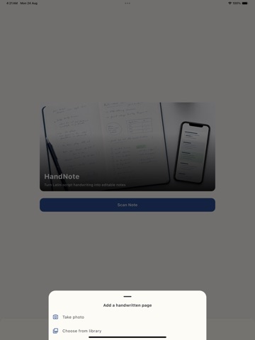 HandNote: Handwriting OCR iPad screenshot