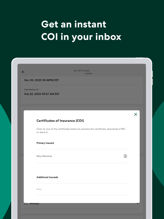 Thimble Insurance iPad screenshot 6 - Finance app