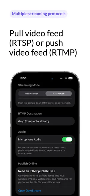RTSP & RTMP Cam - OctoStream screenshot 3