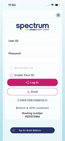 Spectrum Credit Union Mobile Screenshot 1 of 7