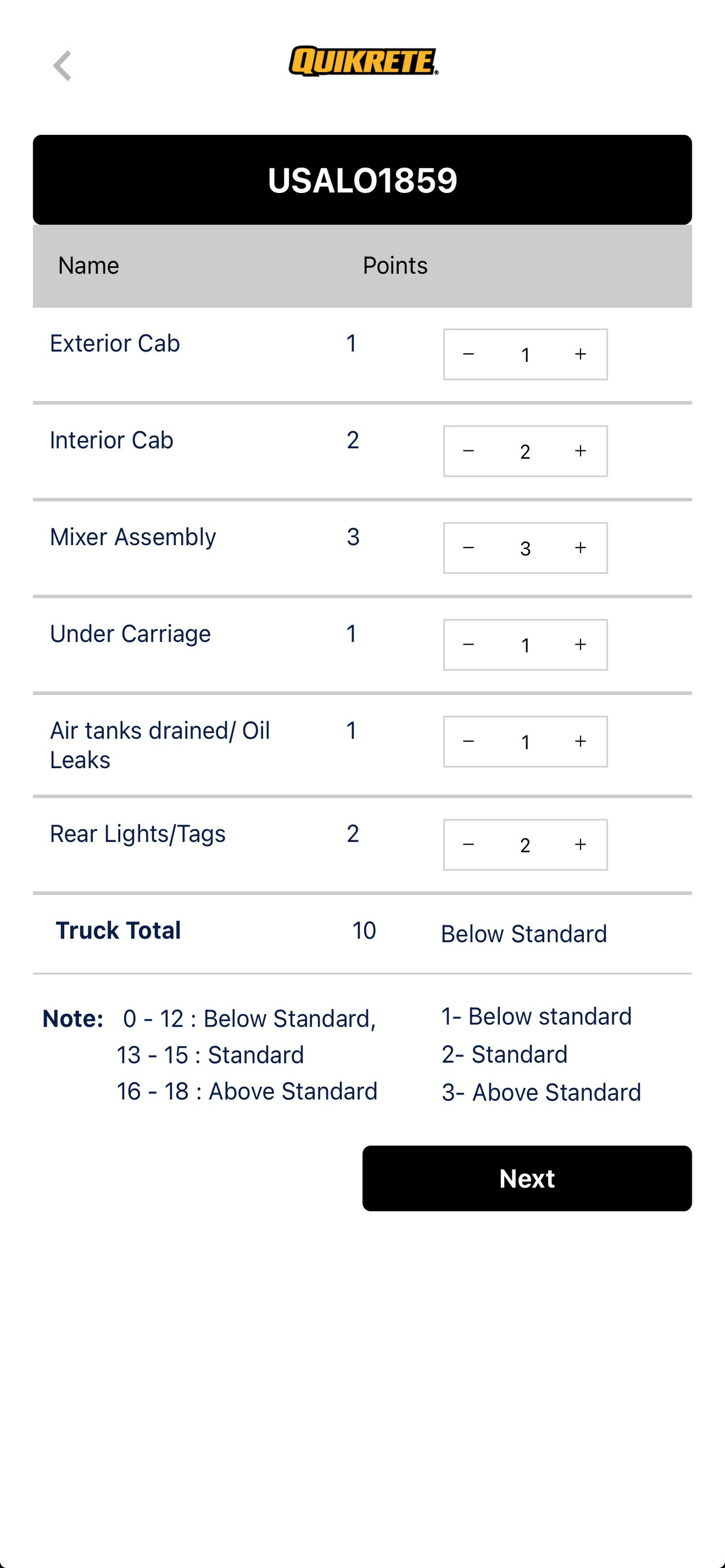 Quikrete Truck Inspection