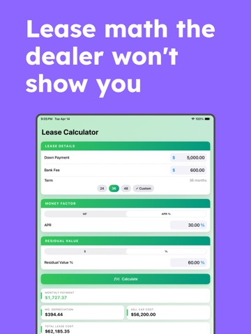 Car & Auto Payment Calculator iPad screenshot