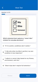 ICBC Motorcycle Practice Test screenshot