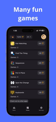 Memory Games for Adults - Memz iPhone screenshot
