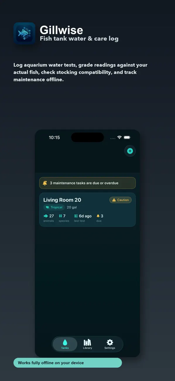 Screenshot #3 pour Gillwise: Aquarium Care