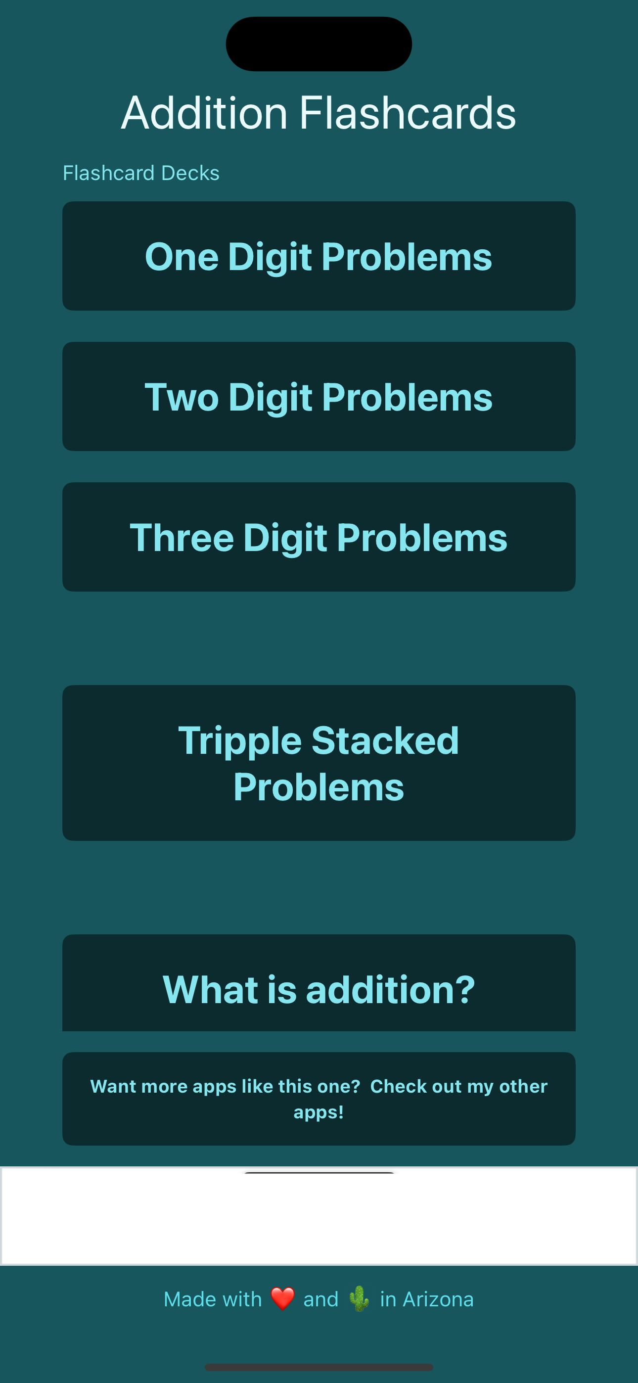Addition Math Flashcards