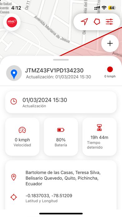 Toyocosta AllSafe Tracking Screenshot