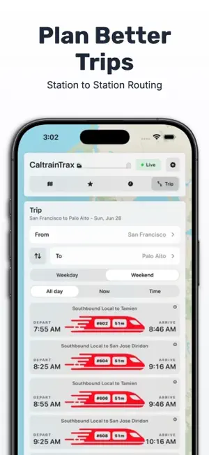 CaltrainTrax screenshot 4