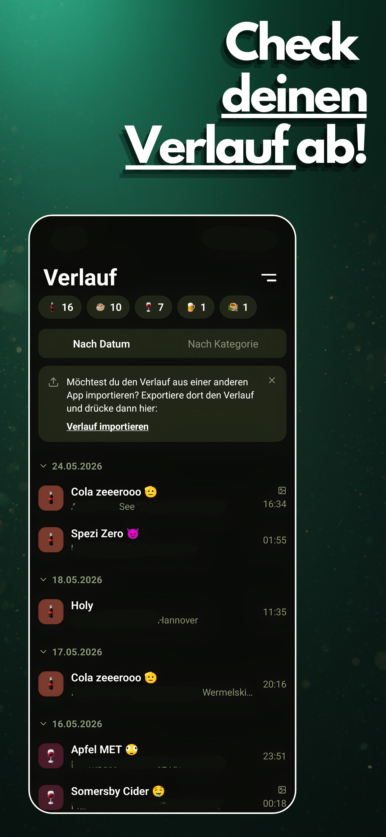 GlassUp · Drink Tracker