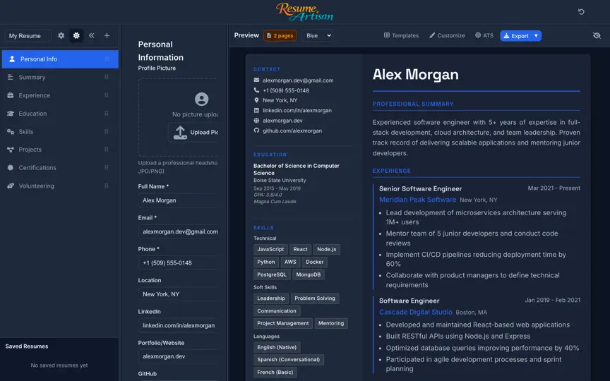 Capture d'écran de Resume Artisan: CV Builder sur iPhone 5