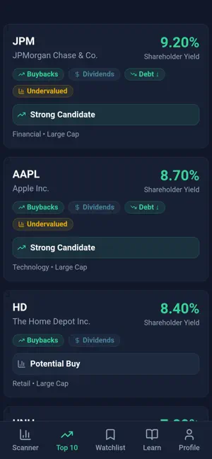 Stock Buyback Hunter screenshot 1