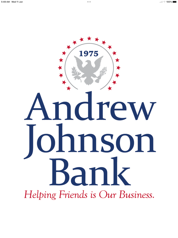 Andrew Johnson Bank iPad screenshot 1 - Finance app