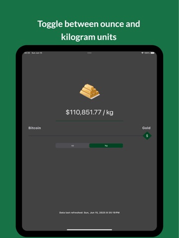 Live Bitcoin Gold Silver Price iPad screenshot