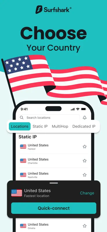 Surfshark VPN: Fast & Private screenshot 1 of 7