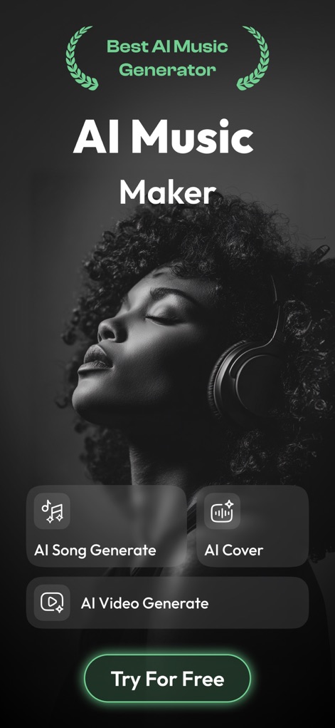 Beatron : AI Song, Music Maker - Dieses Bild präsentiert die Startseite der App, wobei der Titel "AI Music Maker" und die prominenten Funktionsbuttons wie "AI Song Generate" sofort ins Auge fallen.