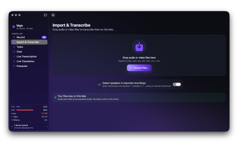 Vays: Voice Memos & Local AI screenshot
