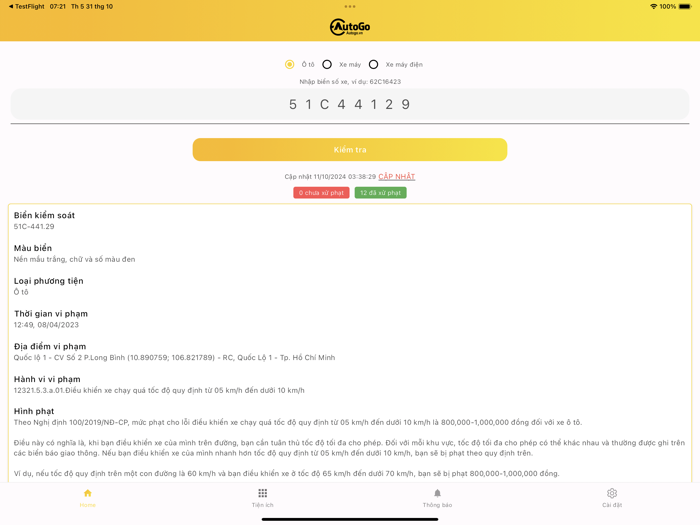 AutoGo - Tra cứu phạt nguội