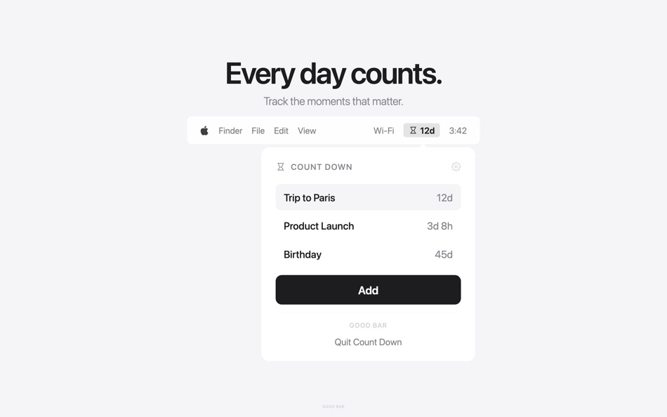 #1. Count Down: Menu Bar Timer (macOS) Ved: Maria Hollweck