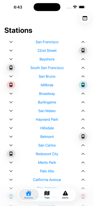 Tracks - Live Caltrain App Screenshot 1 of 6