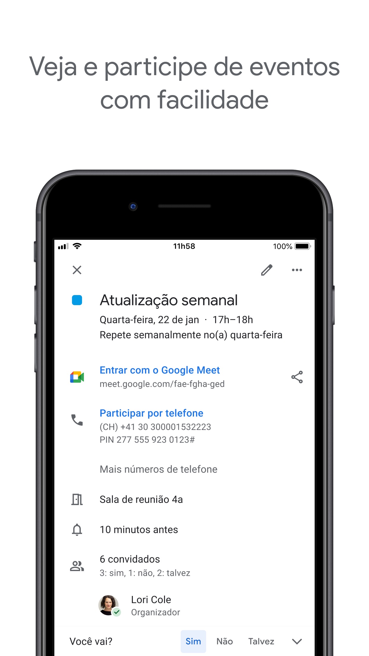 Screenshot do app Google Agenda: Organize-se