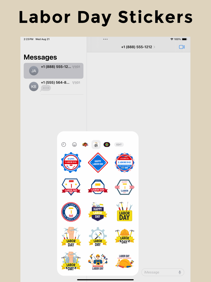 USA Labor Day Stickers Emojis