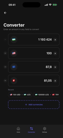 Uzbekistan Currency Rates iPhone screenshot