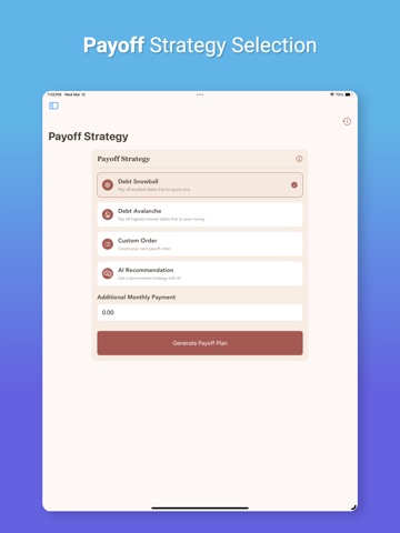 Payoff AI iPad screenshot