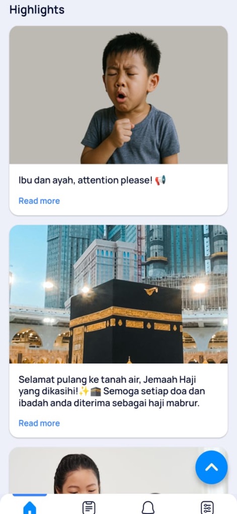 MySejahtera - Stay updated with engaging articles on diverse health topics, from child coughs to Hajj health advisories, presented with vibrant images.