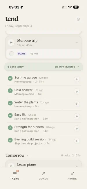 Tend — Goals, Tasks, Routines screenshot 3