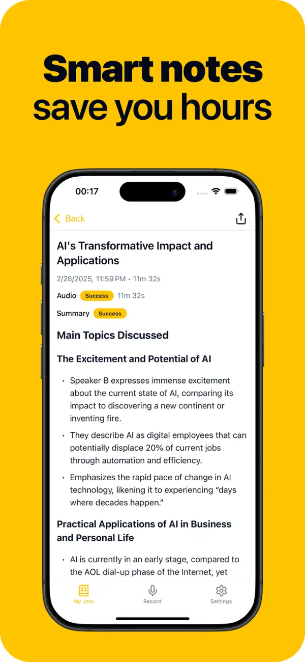 Screenshot #3 pour AI Voice Note Taker: JotJot